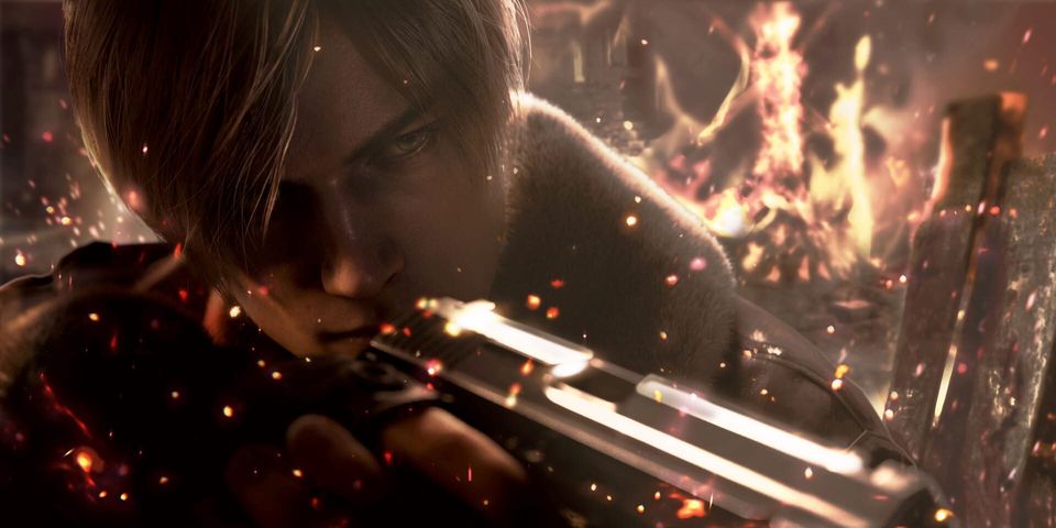 Een duistere omgeving in Resident Evil 4.