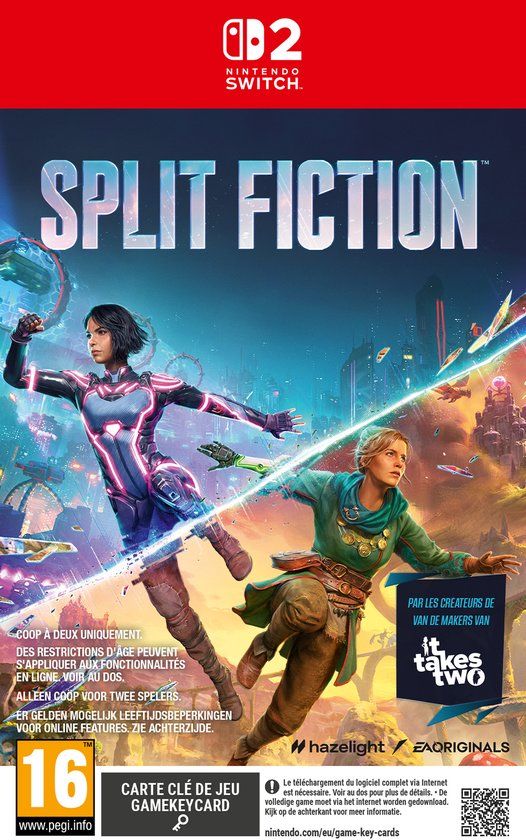 Verpakking van Split Fiction voor Nintendo Switch 2.