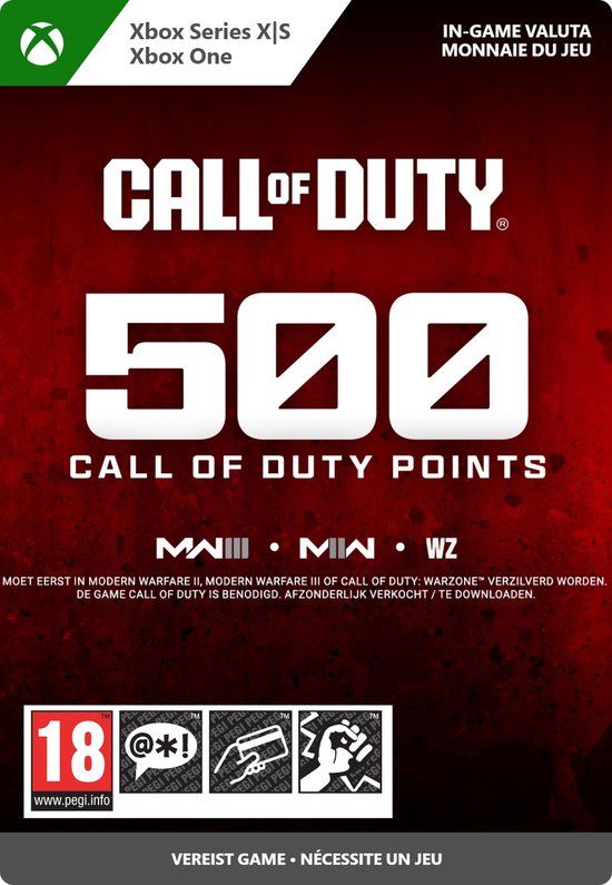 Kaart met 500 Call of Duty Points voor Xbox.