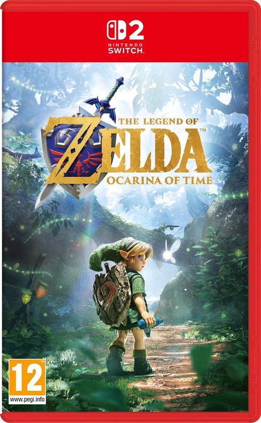 Verpakking van The Legend of Zelda: Ocarina of Time voor Nintendo Switch 2.