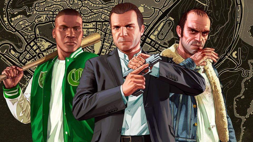 Key art van Grand Theft Auto V.