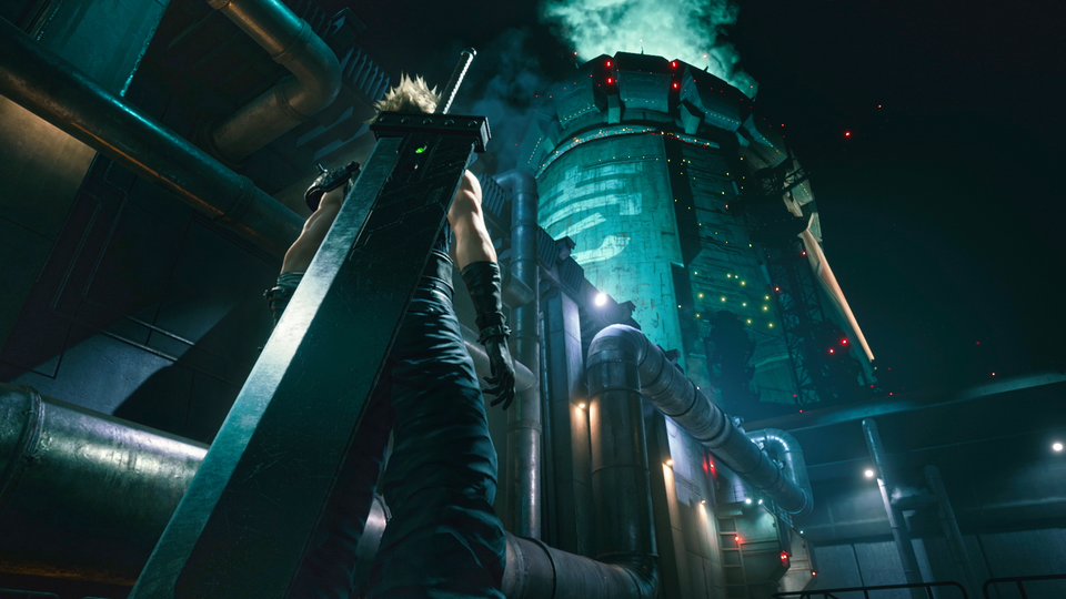 Gevecht tegen een vijand in Final Fantasy VII Remake.