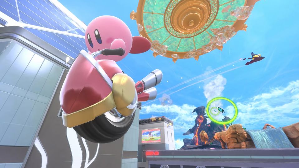Gameplaybeeld uit Kirby Air Riders.