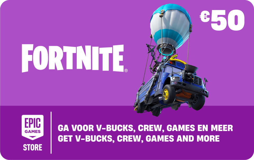 Fortnite-cadeaukaart van 50 euro.