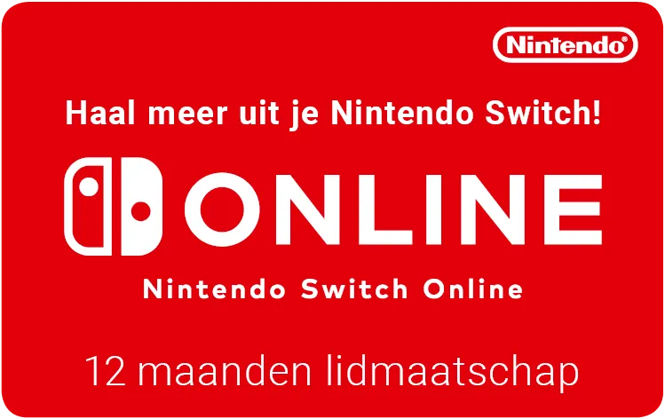 Kaart voor een Nintendo Switch Online-lidmaatschap van 12 maanden.