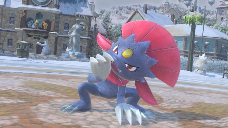 Twee Pokémon vechten tegen elkaar in een arena in Pokkén Tournament DX.