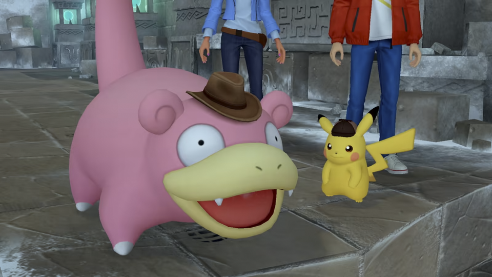 Scène uit Detective Pikachu Returns in Ryme City.