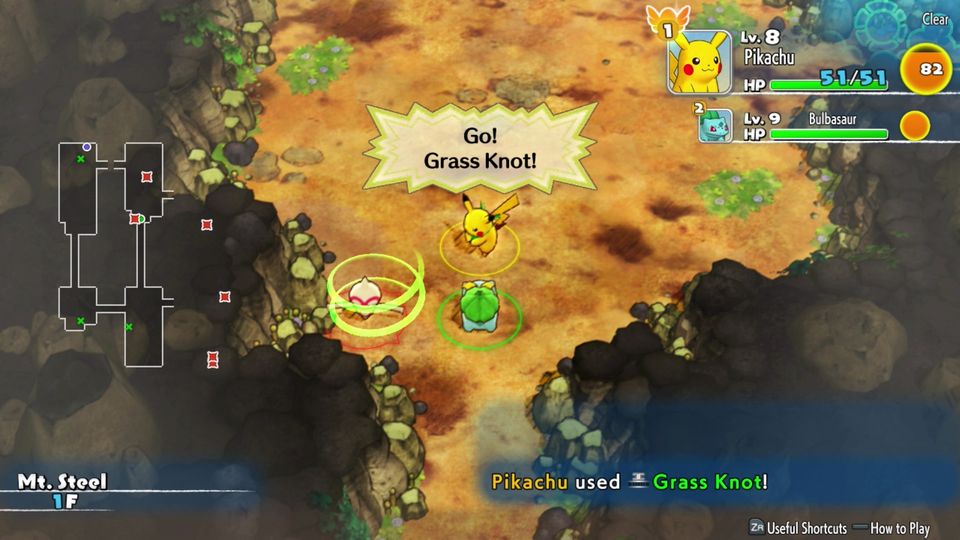 Scène uit Pokémon Mystery Dungeon: Rescue Team DX in aquarelstijl.