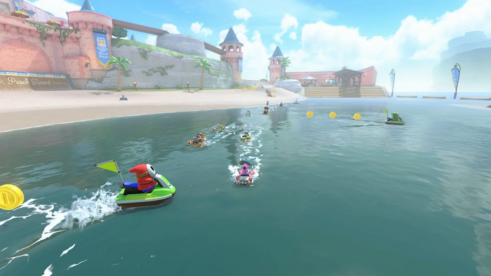 Gameplaybeeld uit Mario Kart World.