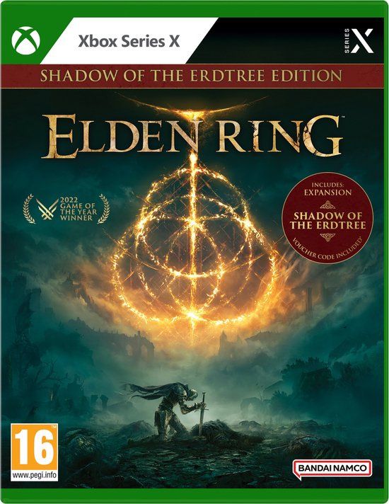 Verpakking van Elden Ring Shadow of the Erdtree Edition voor Xbox Series X.