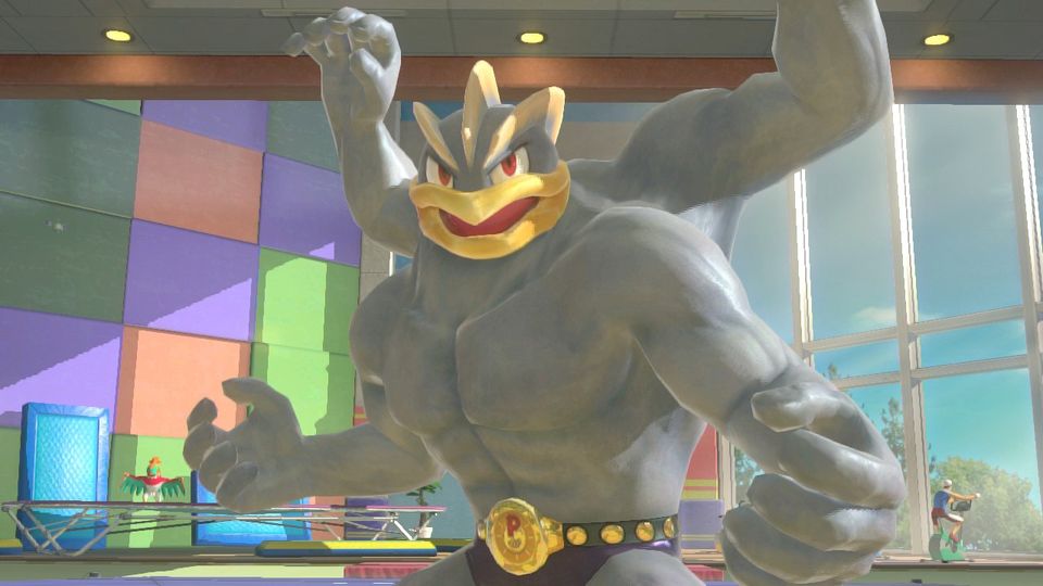 Twee Pokémon vechten tegen elkaar in een arena in Pokkén Tournament DX.