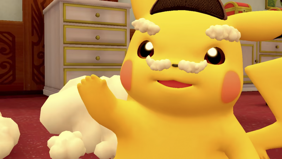 Scène uit Detective Pikachu Returns in Ryme City.
