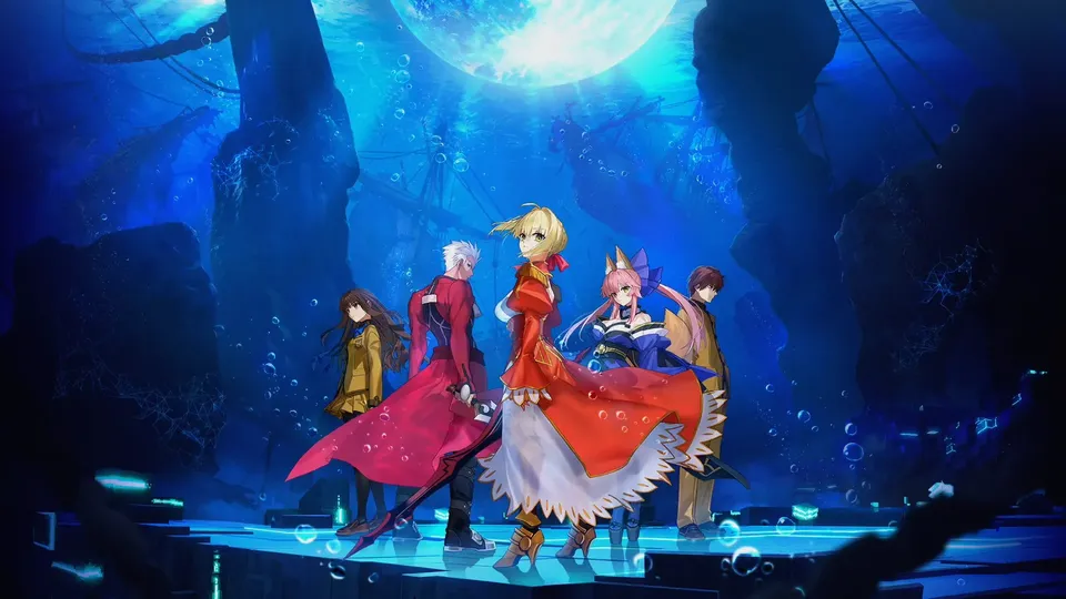 Key art van Fate/EXTRA Record met de hoofdpersonen