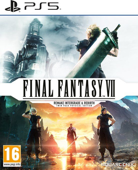 Cover van de Final Fantasy VII Remake Intergrade en Rebirth Twin Pack voor PlayStation 5.