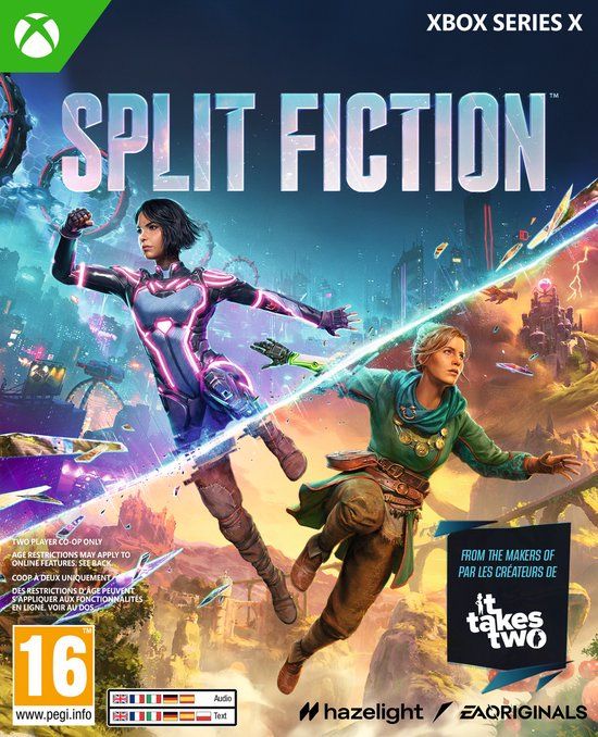 Verpakking van Split Fiction voor Xbox Series X.