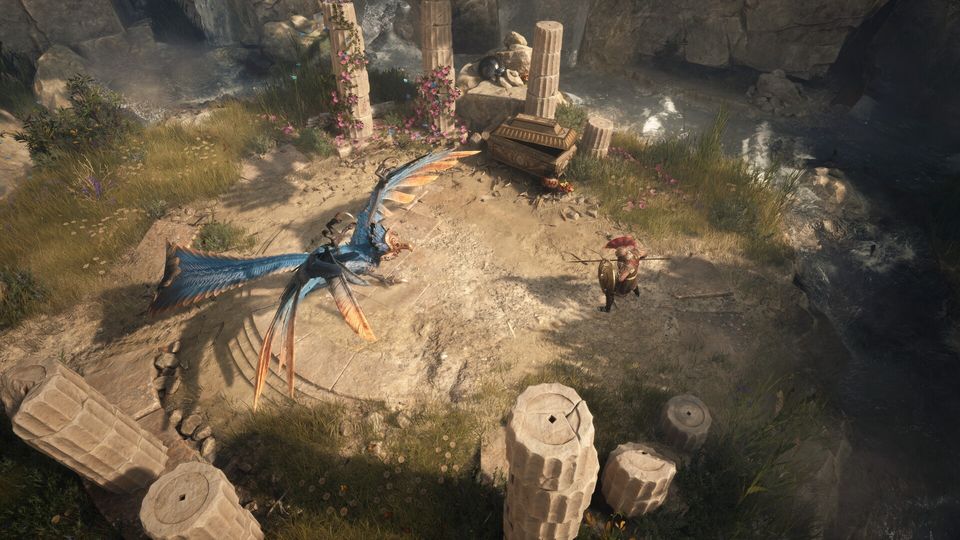Een held verkent een omgeving in Titan Quest II.