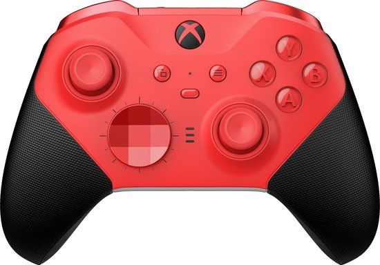 Rood met zwarte Xbox Elite Series 2 Core controller.