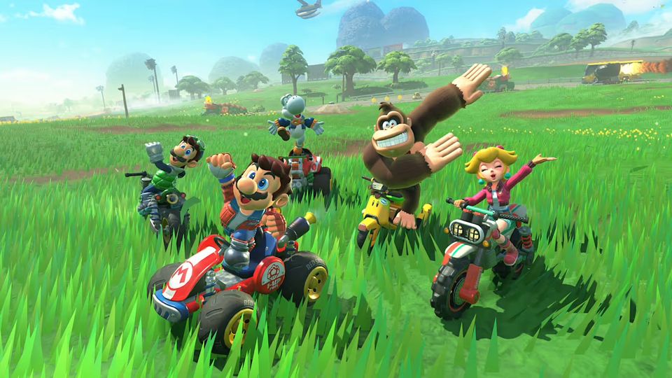 Gameplaybeeld uit Mario Kart World.