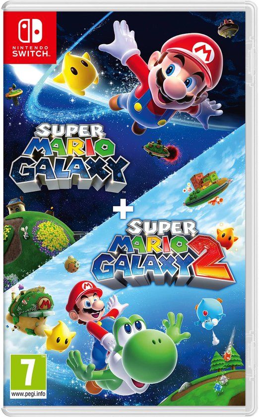 Doosomslag van Super Mario Galaxy + Super Mario Galaxy 2 voor Nintendo Switch.