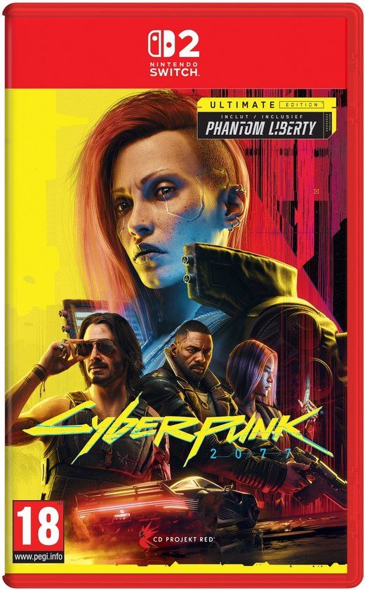 Verpakking van Cyberpunk 2077 Ultimate Edition voor Nintendo Switch 2.