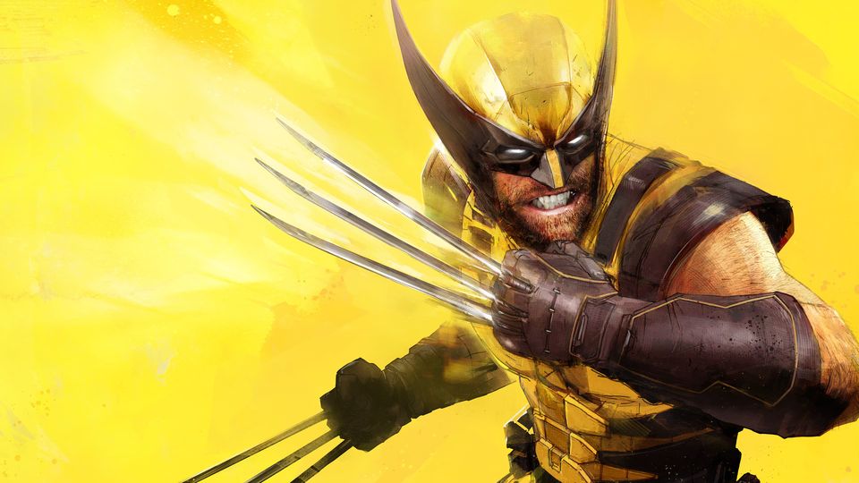 Wolverine met uitgeschoven klauwen in een donkere omgeving.