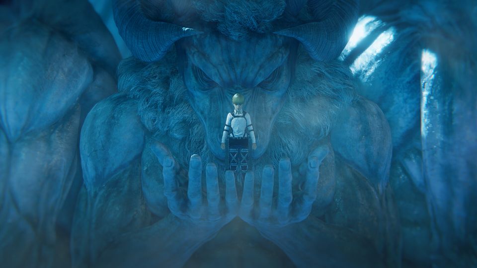 Scène uit Attack on Titan 3.