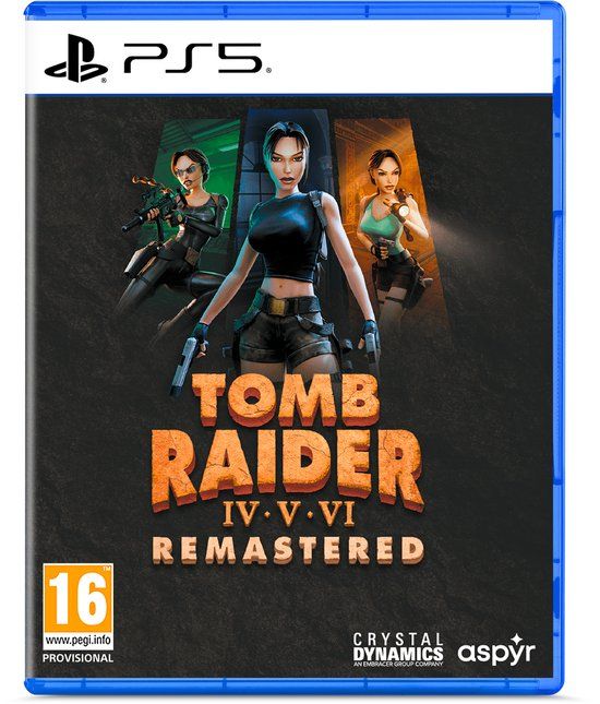 Hoes van Tomb Raider IV-VI Remastered Starring Lara Croft voor PlayStation 5.