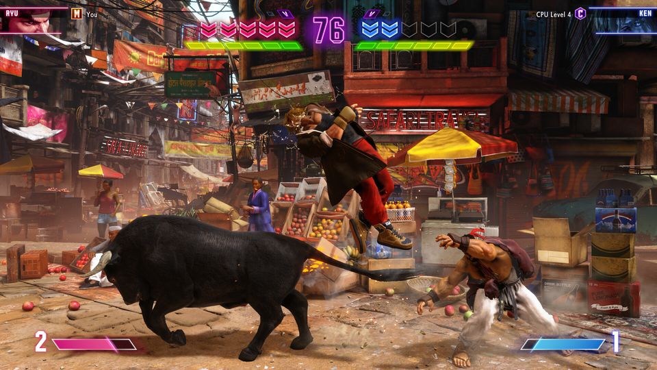 Spannend moment in een gevecht in Street Fighter 6.