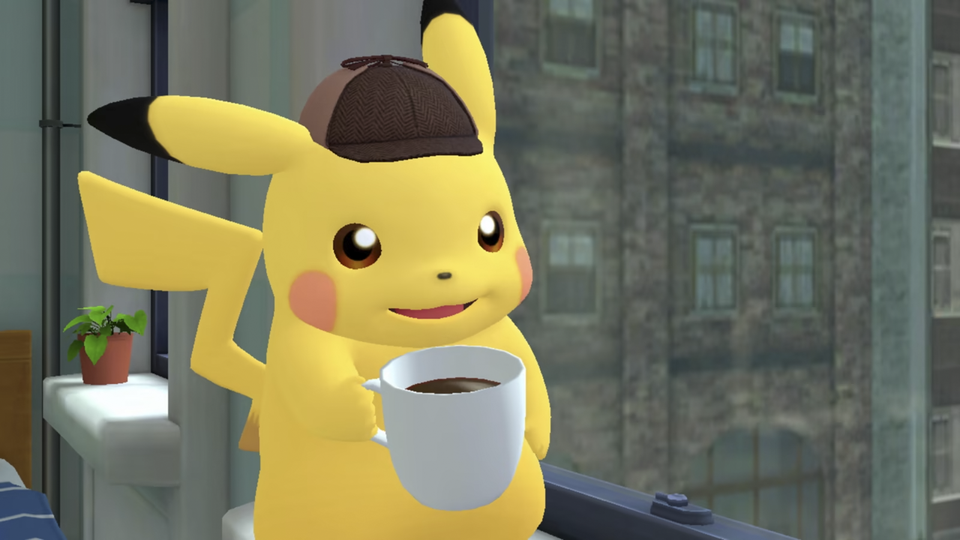 Scène uit Detective Pikachu Returns in Ryme City.