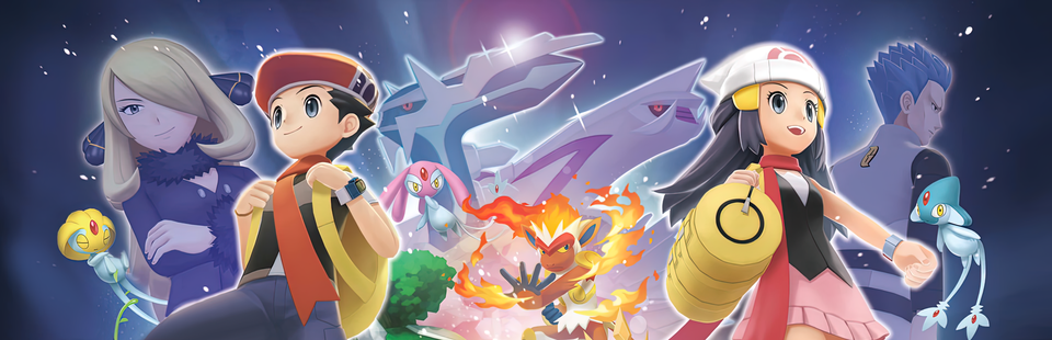 De legendarische Pokémon Dialga en Palkia uit Pokémon Brilliant Diamond en Shining Pearl.