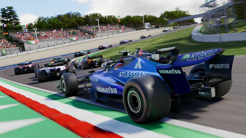 Scène uit F1 25 met een Formule 1-auto.