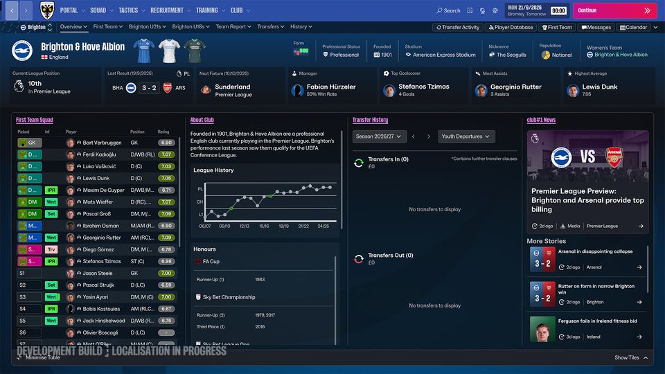 Spelscherm uit Football Manager 27