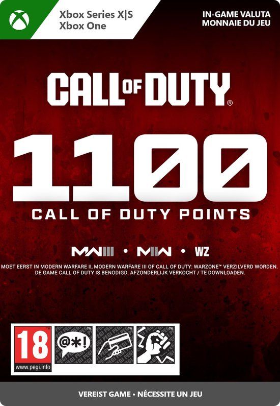 Kaart met 1100 Call of Duty Points voor Xbox.