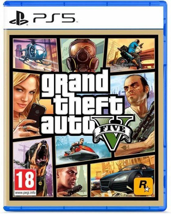 Verpakking van Grand Theft Auto V voor PlayStation 5.