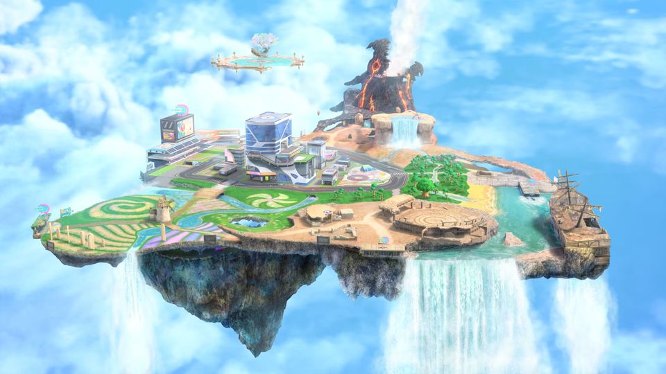 Gameplaybeeld uit Kirby Air Riders.