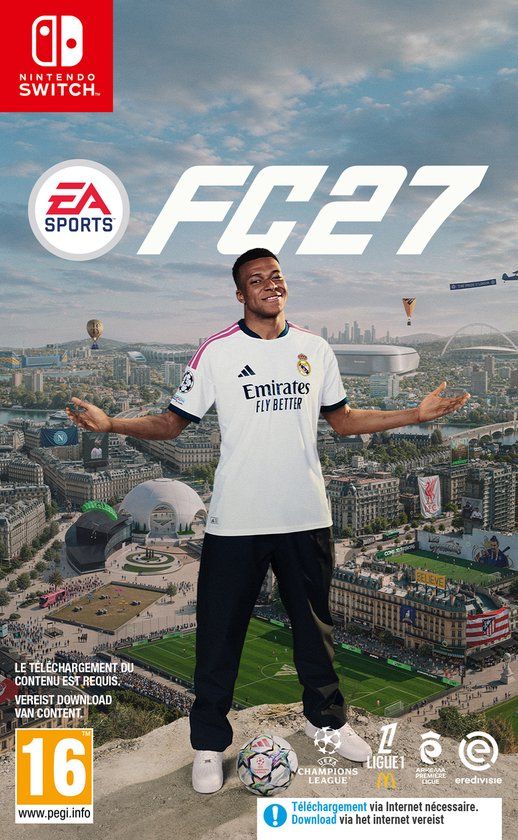 Verpakking van EA SPORTS FC 27 voor Nintendo Switch.