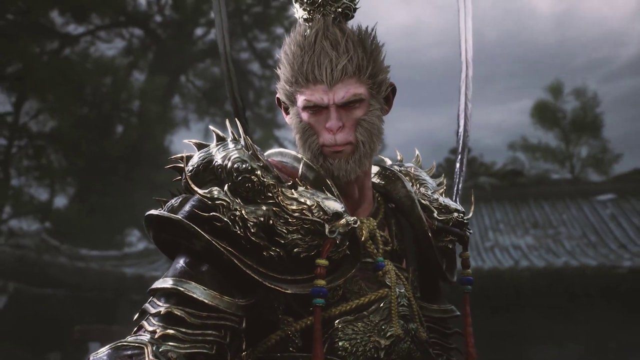 De aapkrijger vecht tegen een groot monster in Black Myth: Wukong.
