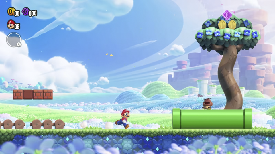 Spelers verkennen een level in Super Mario Bros. Wonder.