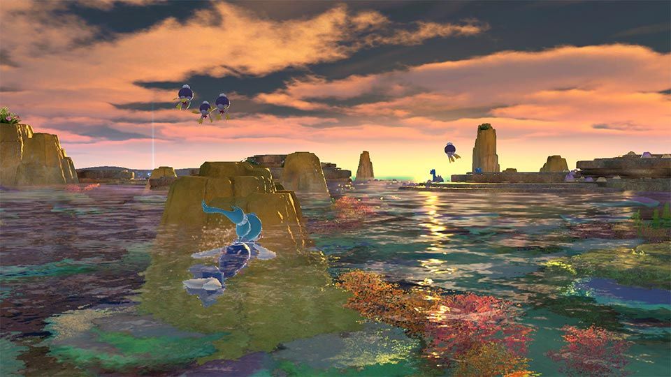 Pokémon fotograferen vanuit de NEO-ONE in New Pokémon Snap.