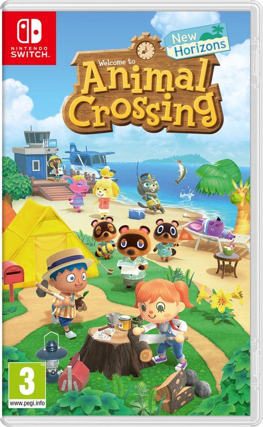 Doos van Animal Crossing: New Horizons voor Nintendo Switch.