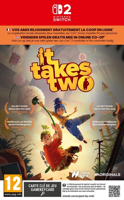 Verpakking van It Takes Two voor Nintendo Switch 2.