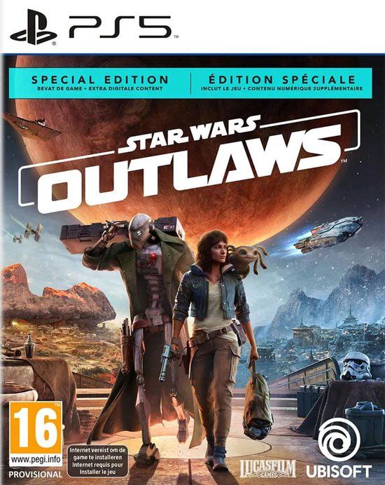 Cover van Star Wars Outlaws Special Edition voor PS5 met Kay Vess en Nix.