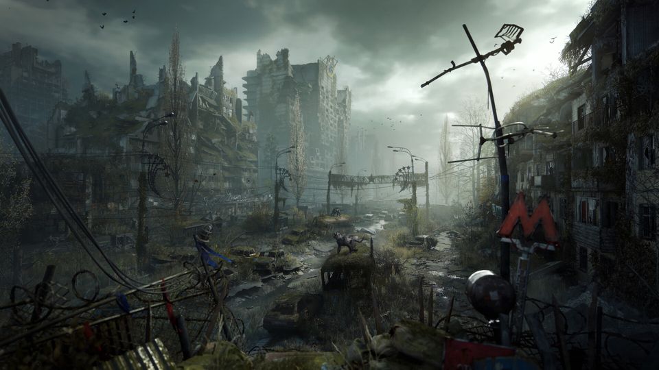 Gameplay uit Metro 2039 in de tunnels van de Moskouse metro.