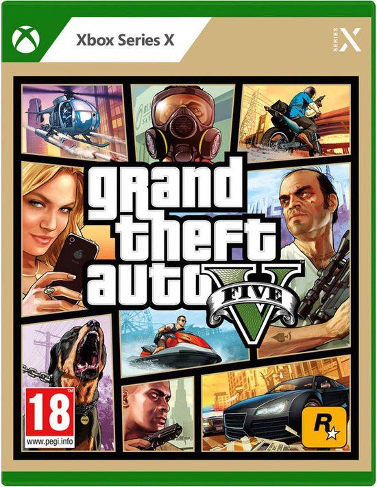 Verpakking van Grand Theft Auto V voor Xbox Series X.