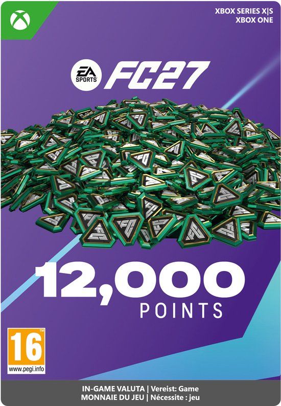 Verpakking van EA SPORTS FC 27 12.000 FC Points voor Xbox.