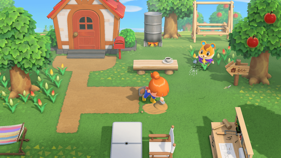 Eilandbewoners en dorpsgenoten op een eiland in Animal Crossing: New Horizons.