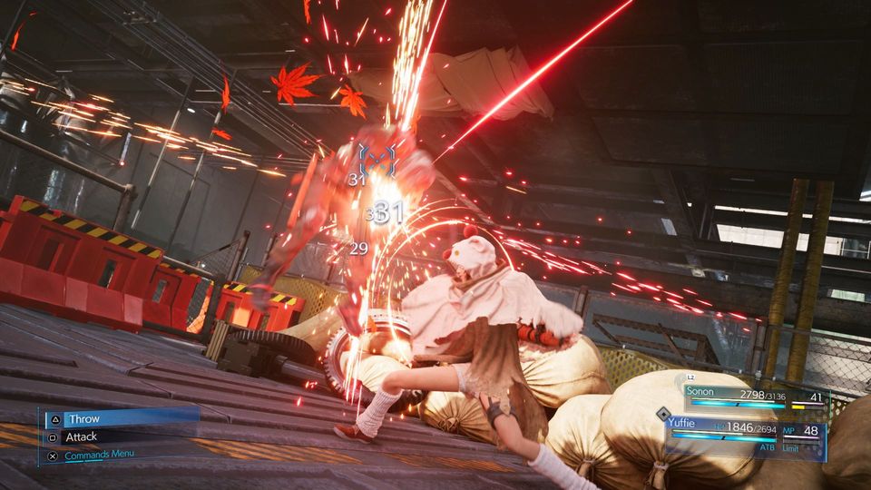 Actie in Final Fantasy VII Remake Intergrade.