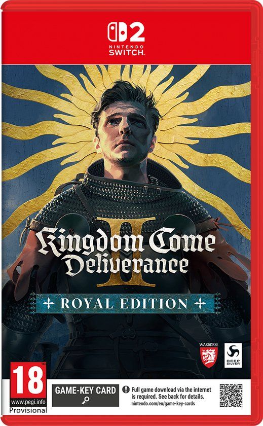 Verpakking van Kingdom Come: Deliverance II Royal Edition voor Nintendo Switch 2.