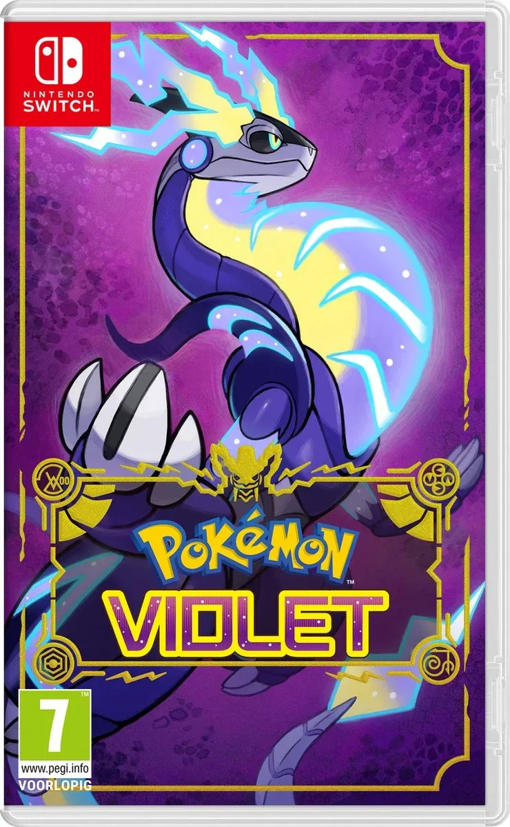 Cover van Pokémon Violet voor Nintendo Switch met Miraidon.