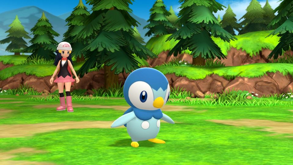 Een trainer in de Sinnoh-regio in Pokémon Brilliant Diamond en Shining Pearl.